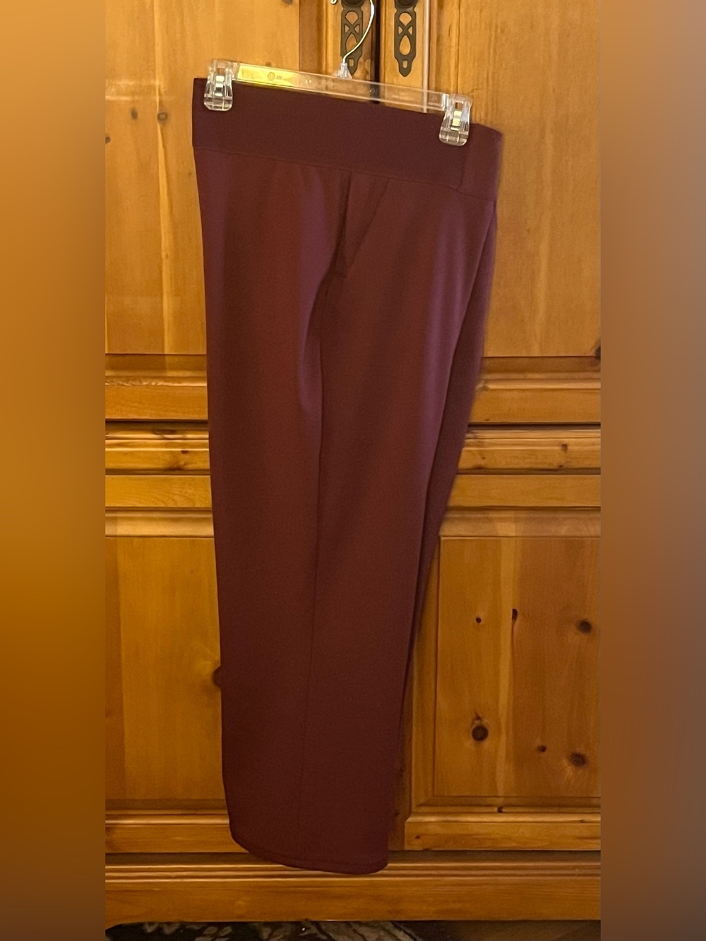 Straight-Leg Pull-On Pants in Burgundy, DG2. Size PXL
